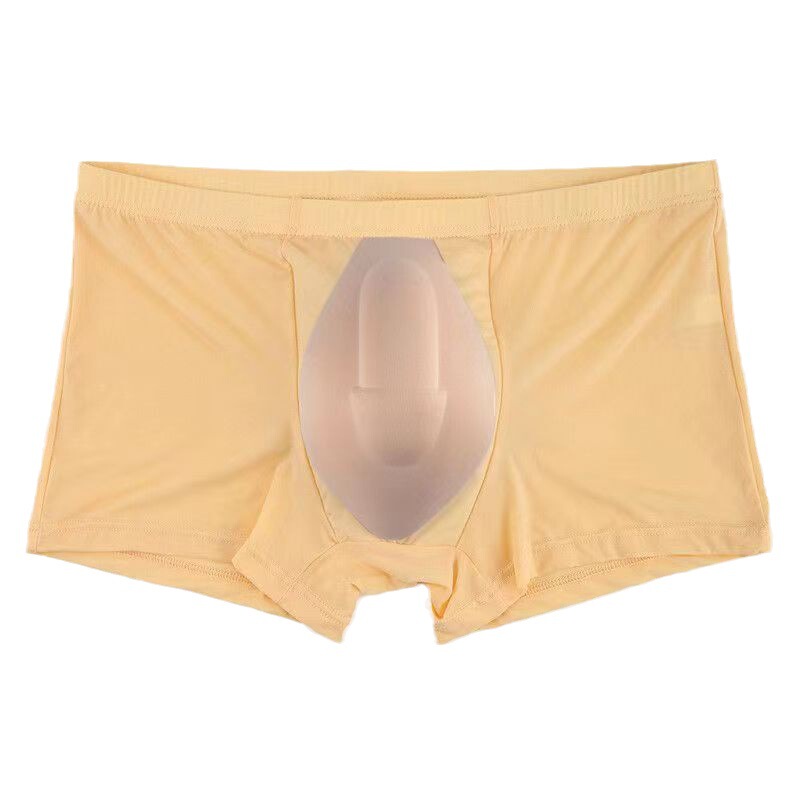 Men's Boxer Ice Silk Underwear Cup Combination U-Convex Sexy European and American Export Popular Boxer Briefs Thin Cup