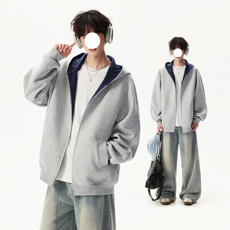 cleanfit撞色连帽卫衣男秋季潮牌美式高街宽松休闲情侣上衣外套|undefined