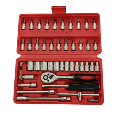 set tool box, Mühərrik tənzimləmə alətləri - 46-piece-combination-tool-set-red