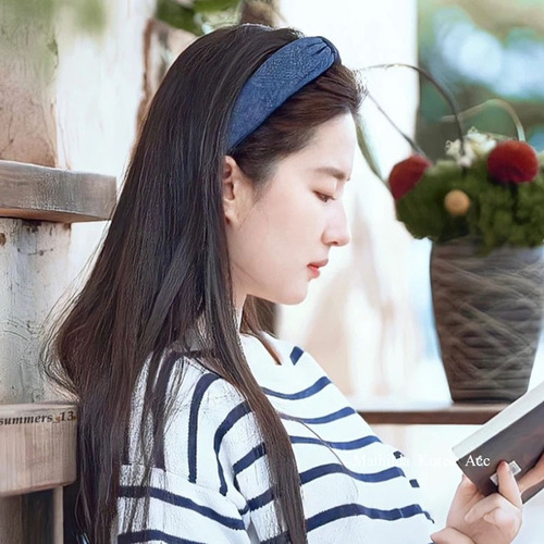 Xu Hongdou's same style denim headband for women  new high skull headband face wash bundle hairpin hair accessory