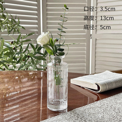 Retro repujado mini florero transparente hidropónico flor arreglo florero de cristal salón aromaterapia botella adornos Decoración