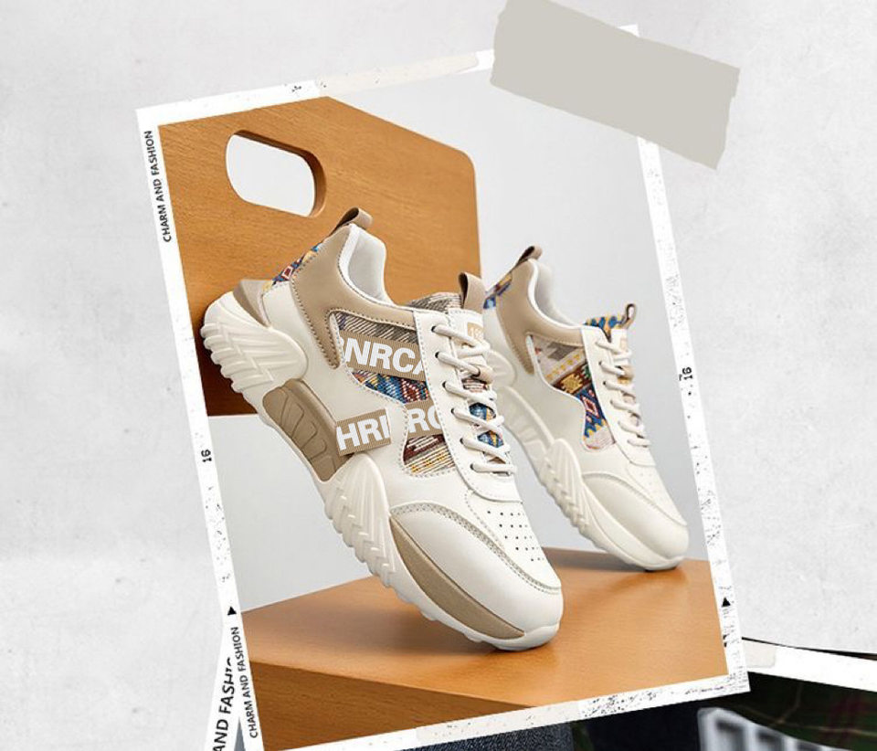 Giày thể thao nam sneaker trắng kiểu mới, giày casual thời trang cho thanh niên, đế dày gót thấp — Màu kaki, Màu xanh dương, màu đỏ chi tiết 3