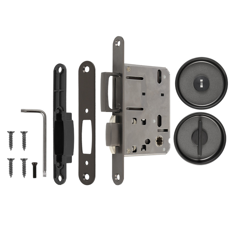Comercio exterior personalizado redondo BK bolsillo cerradura de puerta deslizante privacidad baño cocina cerradura de puerta deslizante puerta fantasma cerradura de gancho invisible