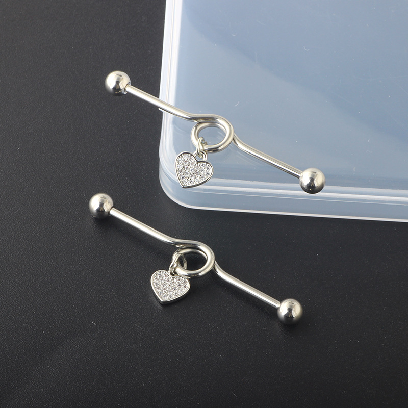 2022 Cross Love Ear Long Rod Earrings Piercing Jewelry Industrial Long Ear Rod Ear Bone Nails detail image 23