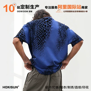跨境高品质美式短袖高街复古印花植绒 潮牌圆领宽松短袖男t恤定制