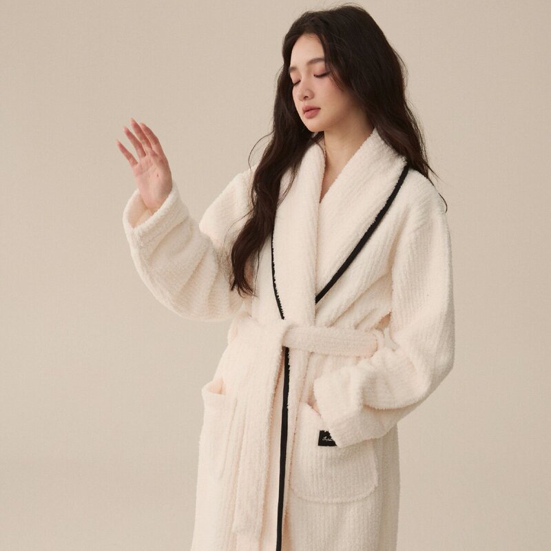 in stock Nightgown Women's Autumn and Winter Coral Fleece Men's Bathrobe Couple's Pajamas suit Extra Long Bathrobe Thickened Winter in stock Nightgown Women's Autumn and Winter Coral Fleece Men's Bathrobe Couple's Pajamas suit Extra Long Bathrobe Thickened Winter