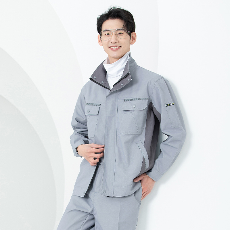Primavera y otoño conjunto de ropa de trabajo masculina desgaste oficina de reparación de automóviles sitio de construcción de instalación de agua y electricidad trabajadores de seguro laboral personalizados / fabricados