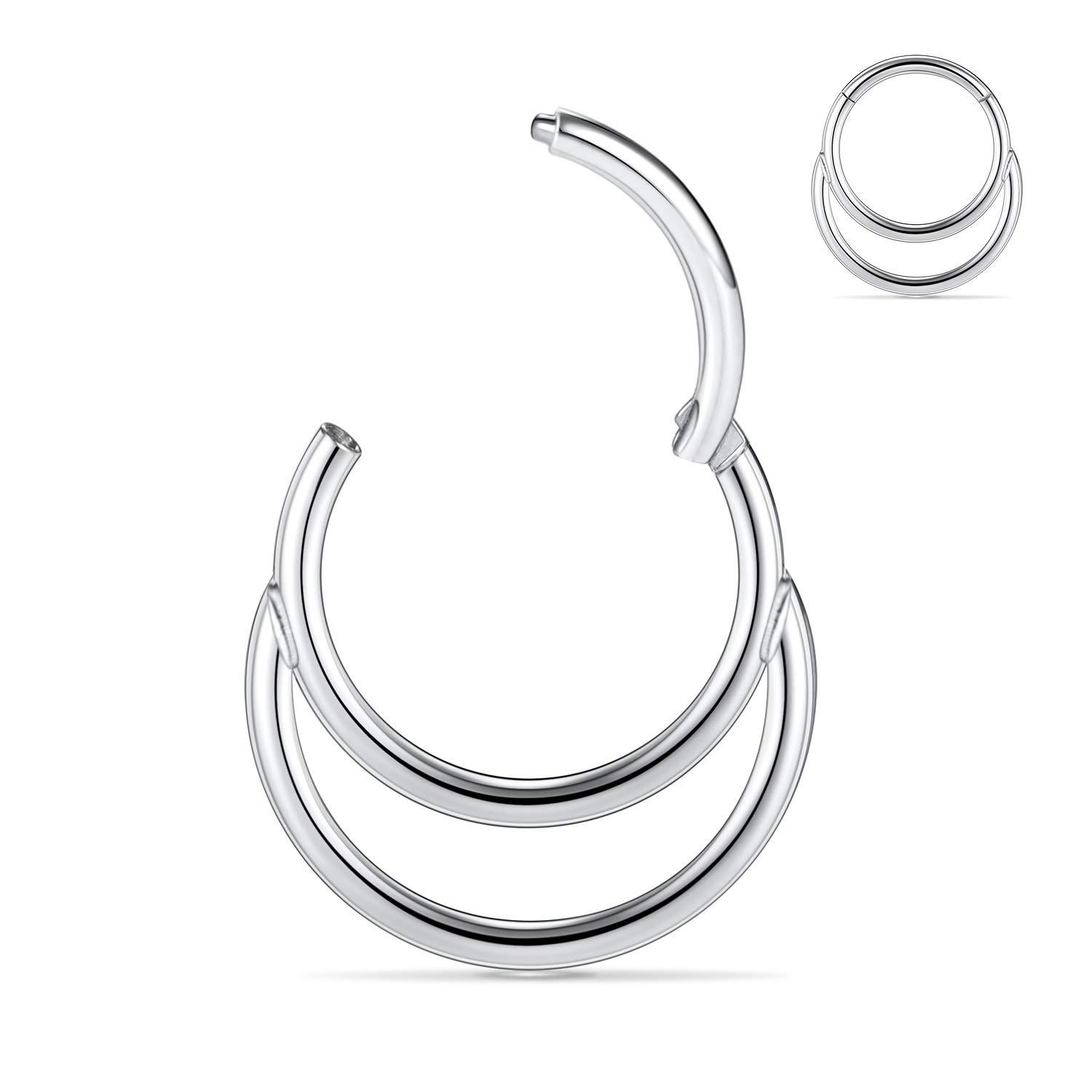 G23 Titanium Nose Ring Inner Arc Moon Titanium Alloy Stud Earrings Closed Body Piercing Jewelry detail image 16
