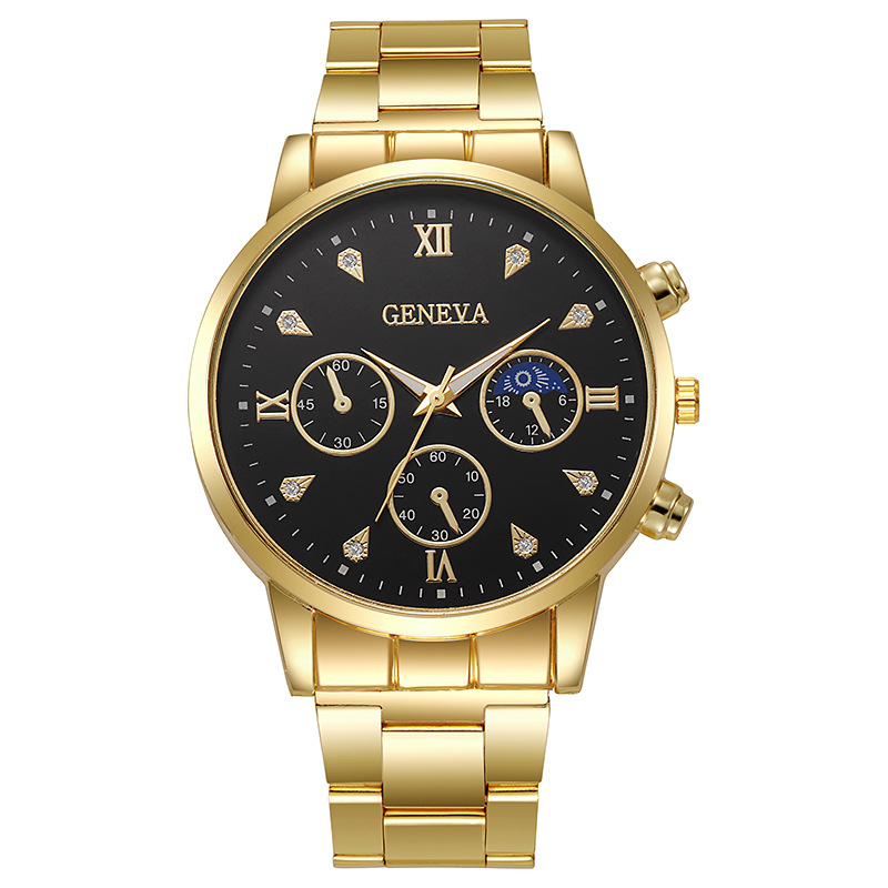 Nuevo estilo transfronterizo Ginebra para hombres, cinturón de acero de negocios, cinturón de ocio, reloj deportivo de cuarzo, reloj para hombres, reloj para hombres, venta al por mayor