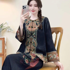 2025秋款缎面料提花底纯色女开衫新中式盘扣国风女士带里外套