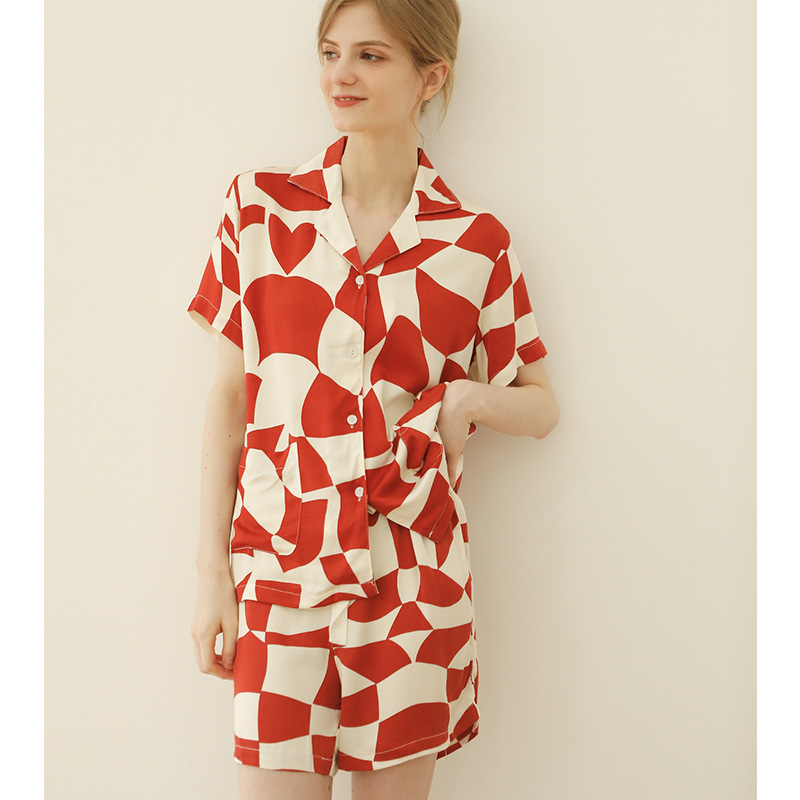 공 새틴 1017 짧은-불규칙한 빨간색 격자