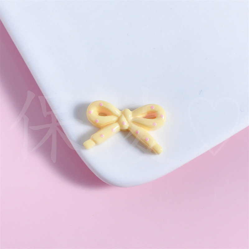 彩色波点少女心蝴蝶结树脂配件 手工diy发夹发绳奶油胶饰品配饰|undefined