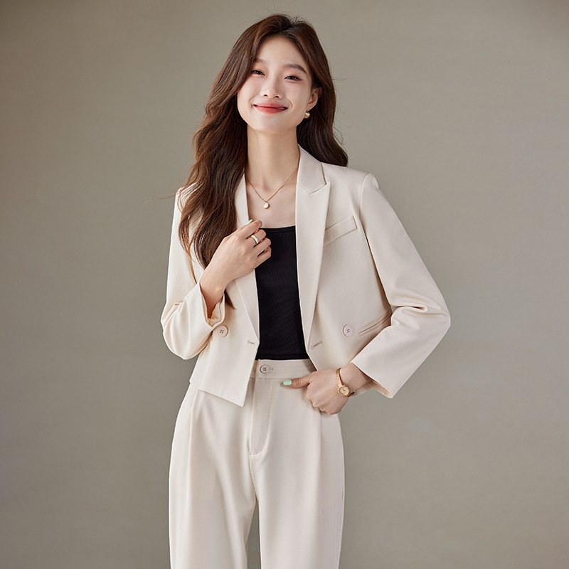 creamy-white Small Suit Jacket Women's Spring and Autumn 2024 New Fashion Elegant Small High-end Suit Jacket Autumn