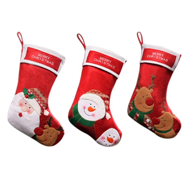 Medias navideñas transfronterizas Papá Noel muñeco de nieve alce estilo medias navideñas bolsas de dulces navideñas bolsas de decoración de ventanas
