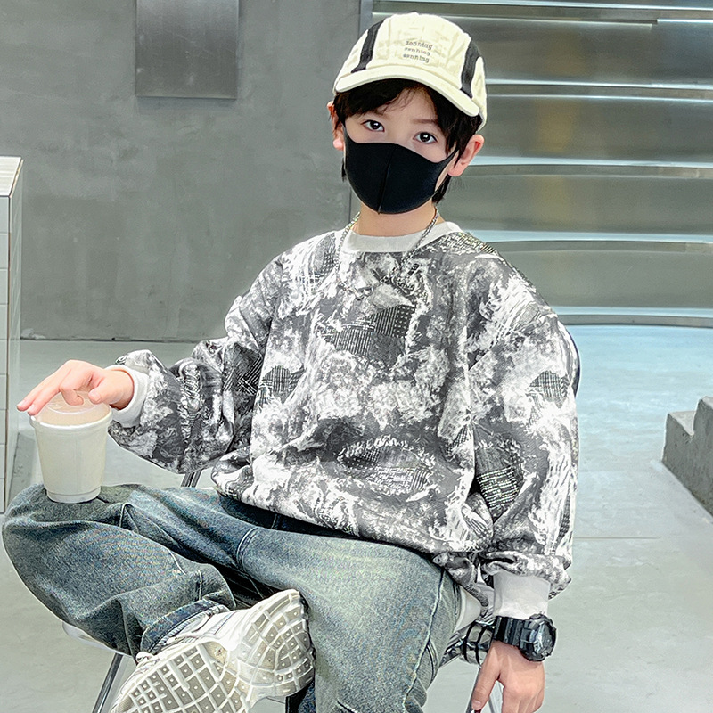 Felpa con cappuccio per bambini 2024 nuova e autunno stile girocollo top ragazzi primavera pullover vestiti eleganti_voghion.com
