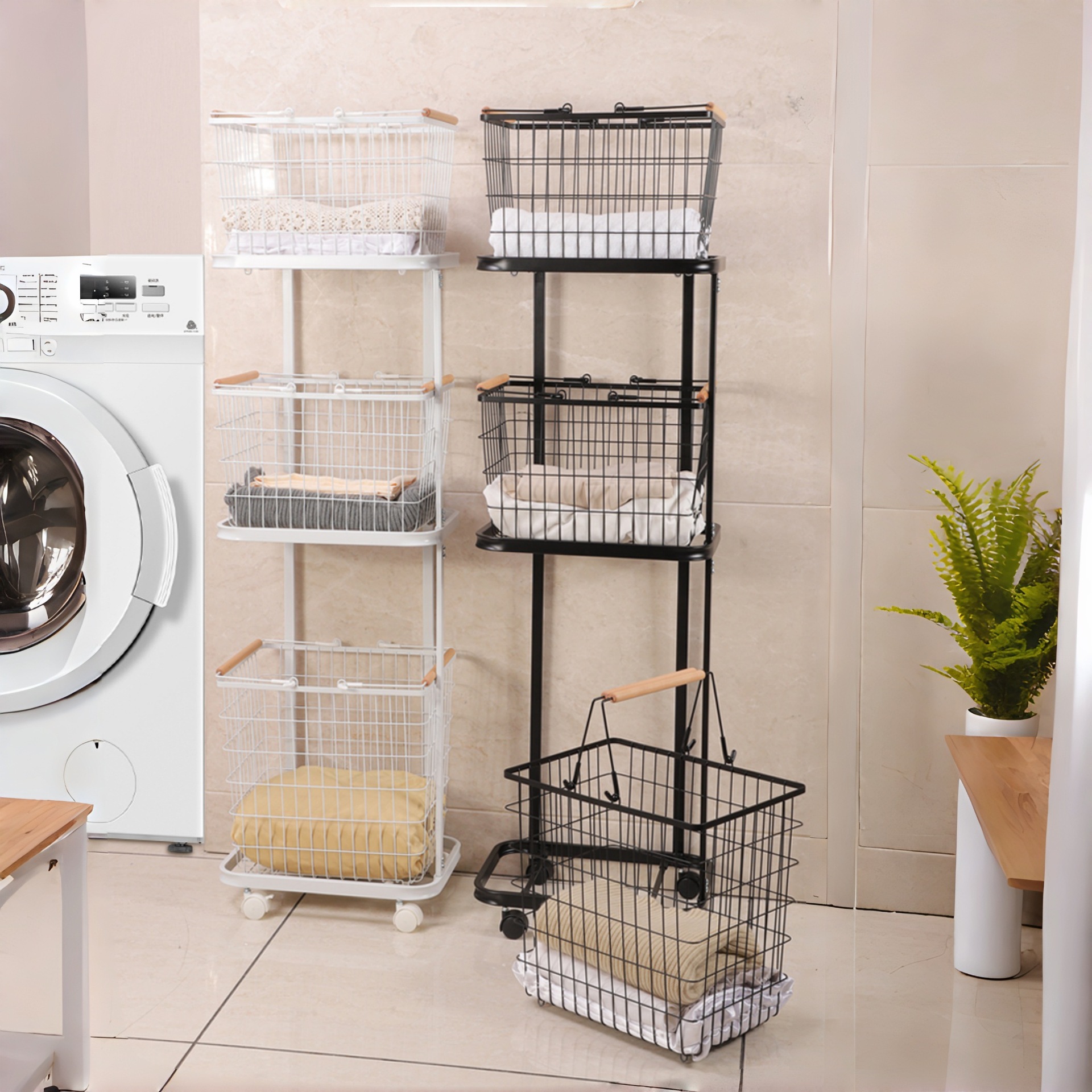 Cross-Border Home Three-Layer Dirty Clothes Basket Household Storage Rack Bathroom Removable Dirty Clothes Storage Basket Blue Dirty Clothes Basket