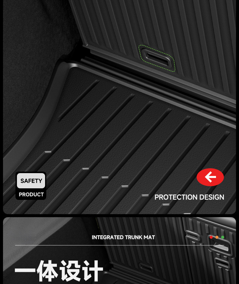 Suitable for Tesla's New Model Y3 Integrated Trunk Mat, Front and Rear Compartment Integrated Mat, Tpe Interior Protection