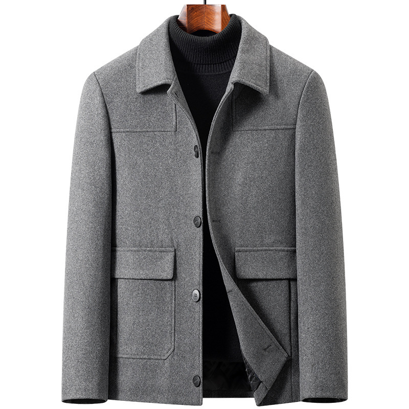2026 Autumn/Winter New Collection: Mid-Aged Men's Woolen Jacket, Woolen Coat with Turn-Down Collar, Casual Men's Wear