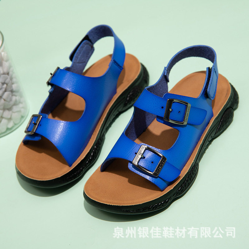 Dép sandal trẻ em bé trai quai dán đế bằng thoáng khí — Kaki, Xanh da trời, Xanh lam đậm