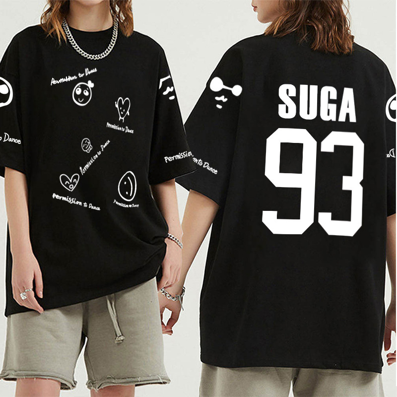 Cross-border New BTS T-shirt Japanese and Korean Casual Top Summer Short-sleeved Pullover 93suga