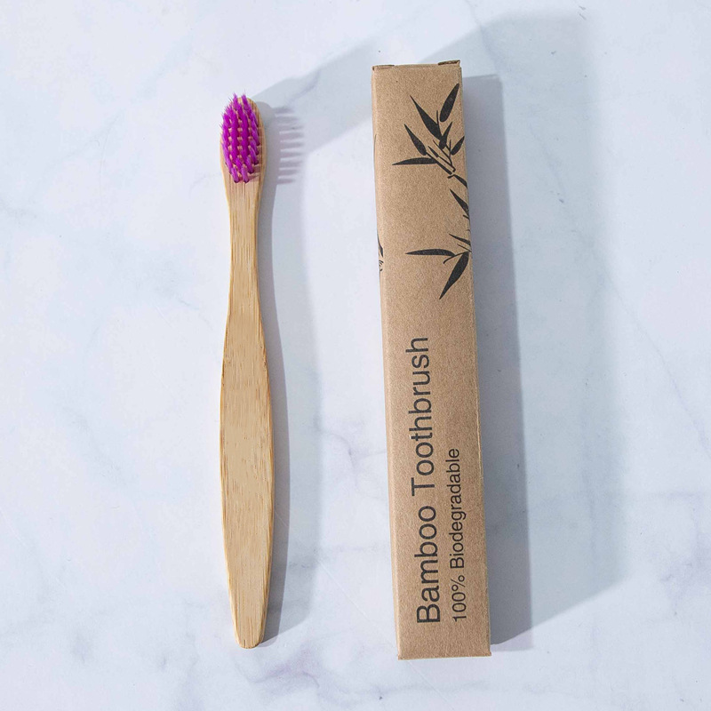 Cepillo de dientes de carbono de bambú para niños Papel Kraft en caja Arco Iris cepillo suave ultrafino cepillo de dientes de bambú de madera se puede configurar