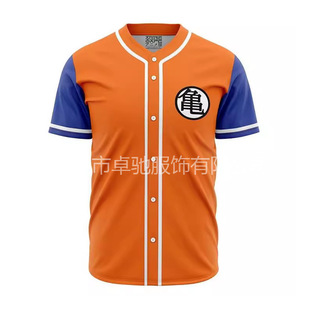 2024 New European and American Men's Export 3D Printed Summer Hem Button Nfl Baseball Uniform Short-Sleeved T-Shirt Men's Summer