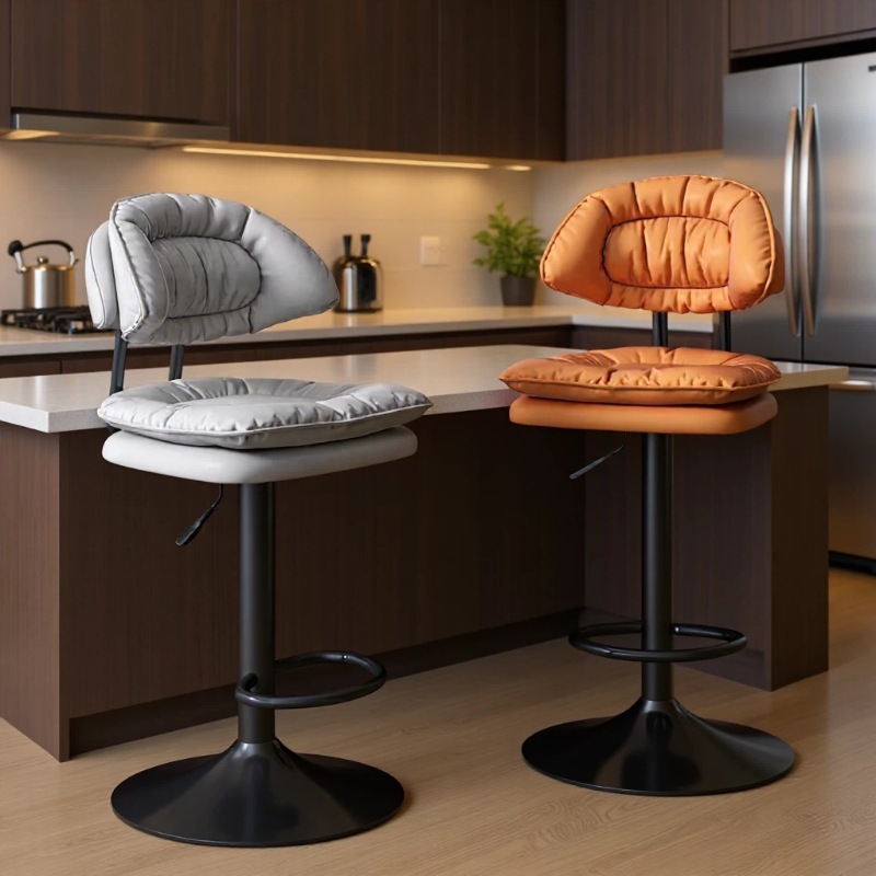 Adjustable Bar Chair, Bar High Stool, Front Desk Cashier Swivel Chair, New Chinese Style Hairdressing Chair with Backrest, Comfortable Leisure Seat