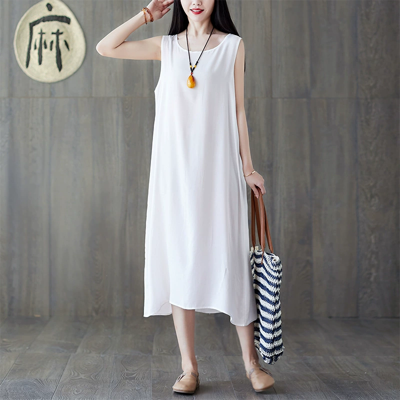 9-цветное популярное летнее платье-жилет в литературном ретро стиле 2025 года, универсальная юбка-база, свободная длинная юбка