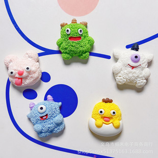 Cute imitation plush monster cartoon cream glue phone case DIY hairpin resin accessories hole shoes Cup sticker material