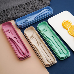 アマゾン食器セット小麦わら刀フォークスプーン箸三点セット児童学生家庭用携帯セット卸売り