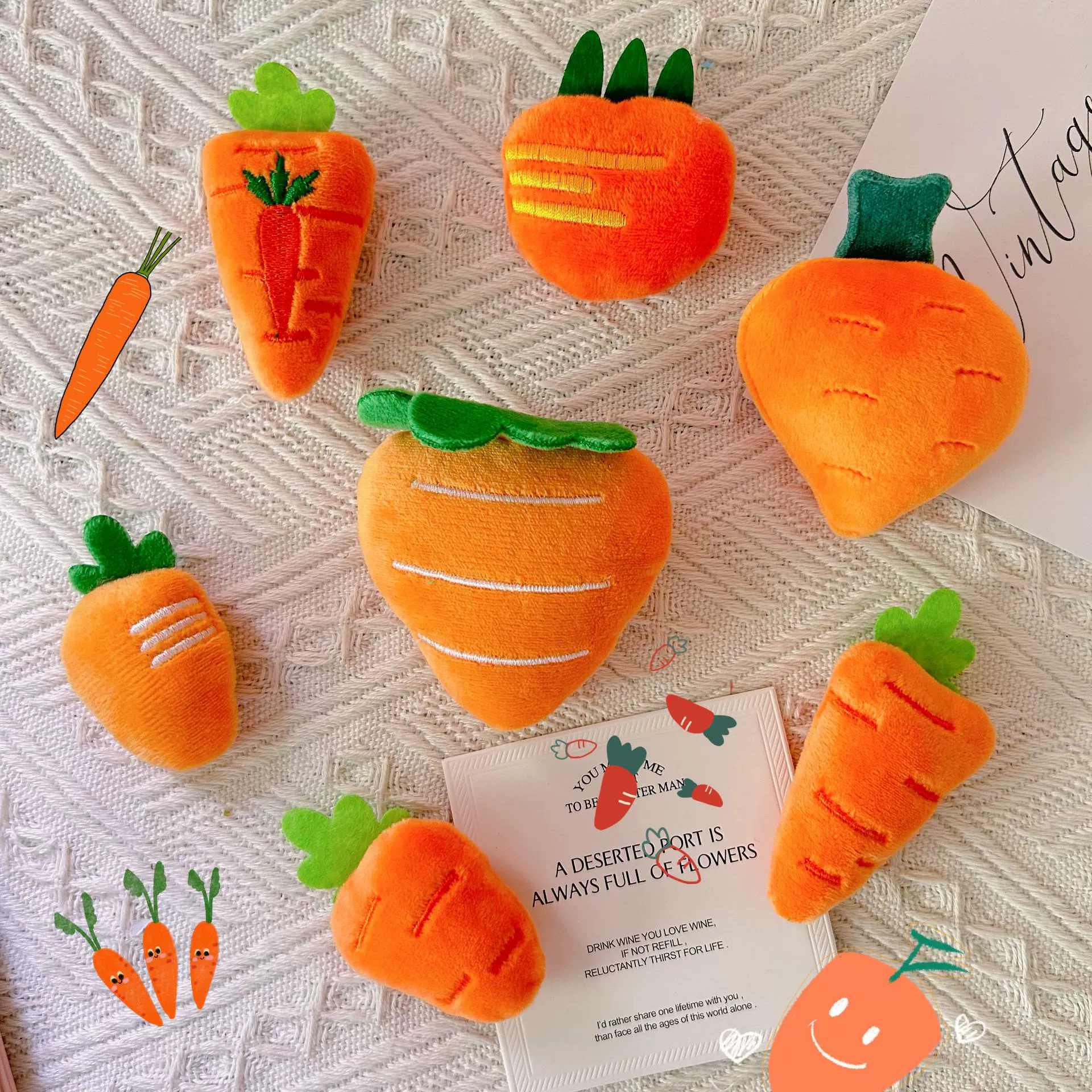 Cute plush cartoon carrot brooch, fruit oil, pin, accessory, scarf, socks, pijama, strawberry with accessories