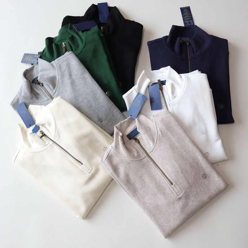 Cross-Border Supply Paul Howard Pony Logo Embroidered Half-Zip High-Neck Long-Sleeve Knit Sweatshirt Unisex Jacket Cross-Border Supply Paul Howard Pony Logo Embroidered Half-Zip High-Neck Long-Sleeve Knit Sweatshirt Unisex Jacket