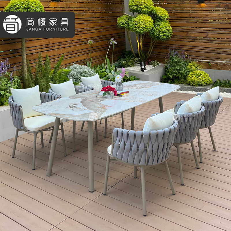 Casual Outdoor Villa Courtyard Tables and Chairs Garden Slate Long Table Hotel B&B Balcony Rattan Chairs Open-Air Restaurant Tables and Chairs Casual Outdoor Villa Courtyard Tables and Chairs Garden Slate Long Table Hotel B&B Balcony Rattan Chairs Open-Air Restaurant Tables and Chairs