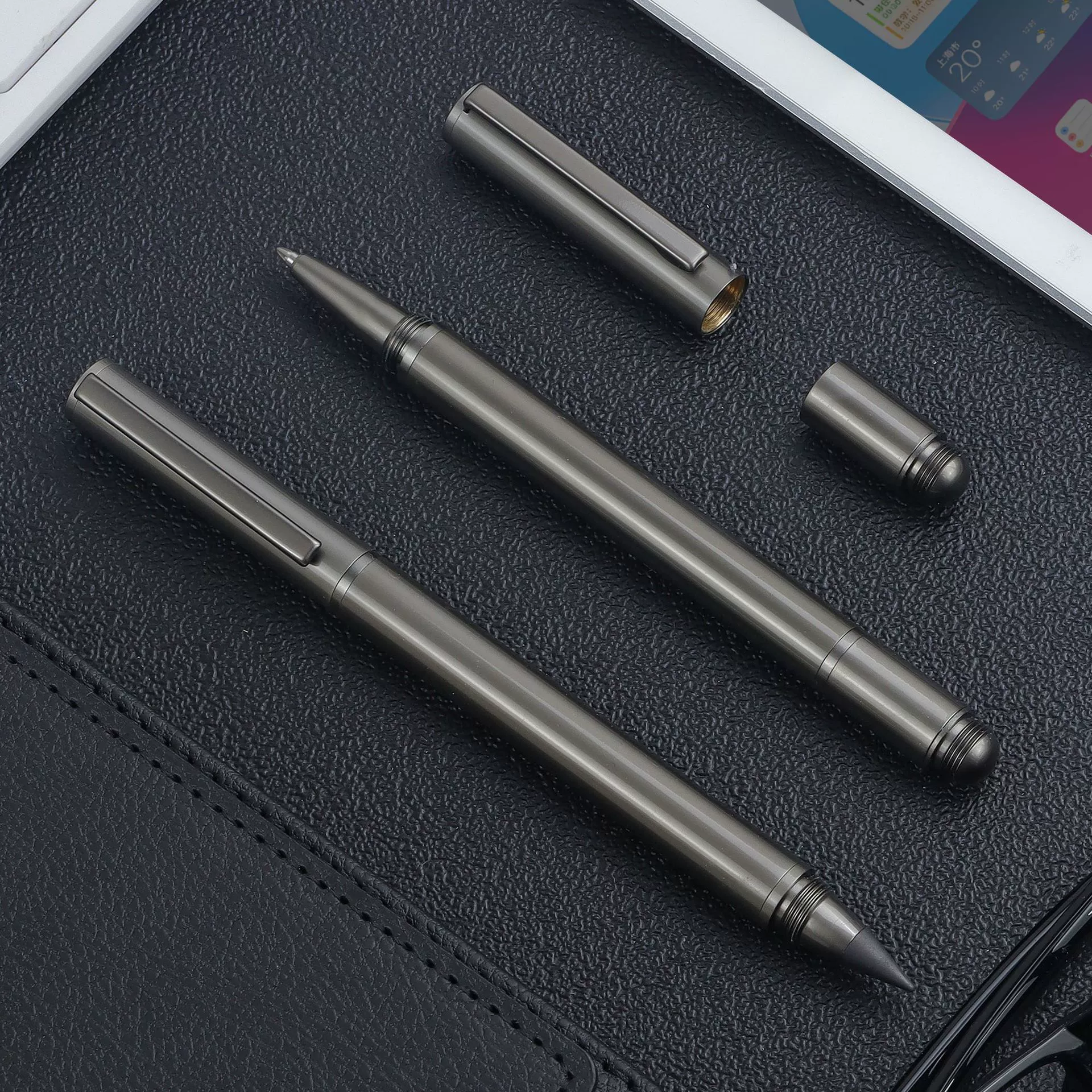 Metal rollerball pen, water-based pen, sharpener, 2 in 1