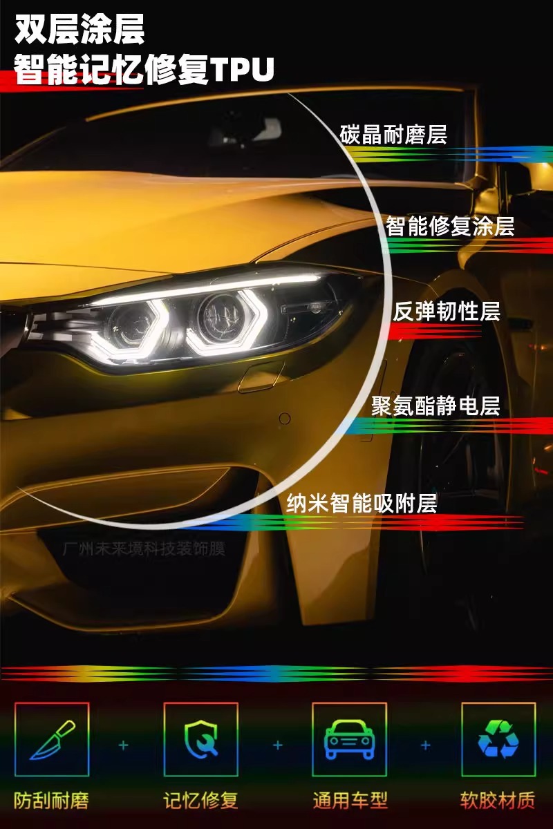 Imported Car Tpu Blackened Headlight Film Automatic Repair Protective Film Anti-Scratch Car Taillight Sticker Protective Film