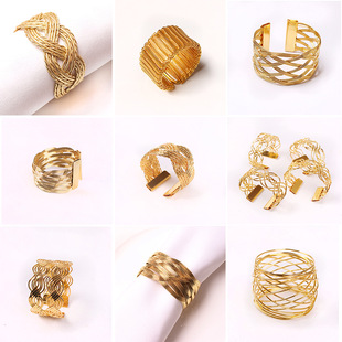 Cross-border creative new metal woven napkin ring hollow opening silk braided napkin buckle hotel napkin ring