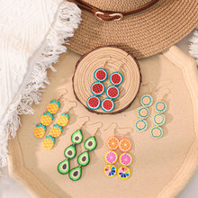 跨境热销款软陶西瓜牛油果草莓橙子水果片可爱DIY耳环耳坠批发