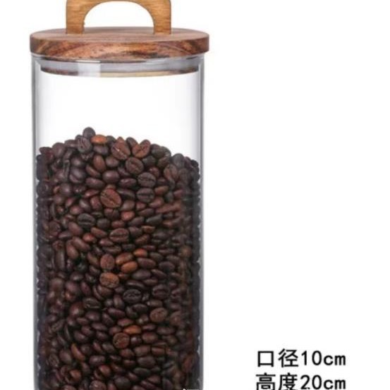 Mango Acacia Tanque sellado con tapa de madera Botella de vidrio con alto contenido de borosilicato Almacenamiento de bocadillos Tanque de almacenamiento de granos de café Lata de té resistente al calor