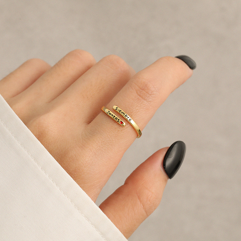 925 Sterling Silver Letter Open Rings display picture 5