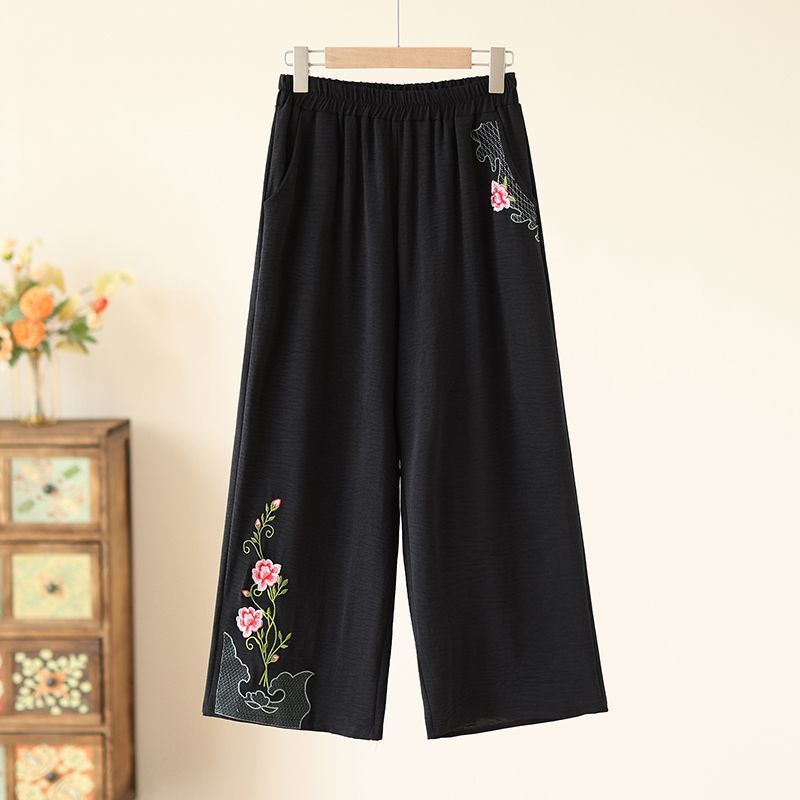 블랙【682#와이드팬츠]