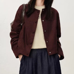 玖Z女装miu系复古学院风立领短款猎装夹克外套女2025秋季新款