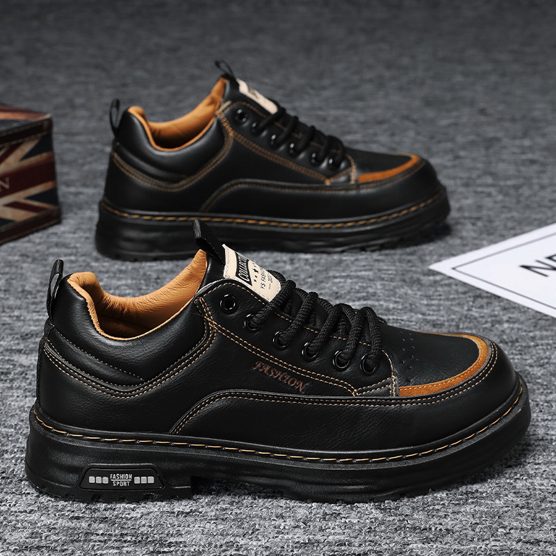 Zapatos de hombre 2024 nuevos zapatos de skate de otoño zapatos de cuero casuales de hombre moda zapatos deportivos anti-deslizantes zapatos de trabajo resistentes al desgaste