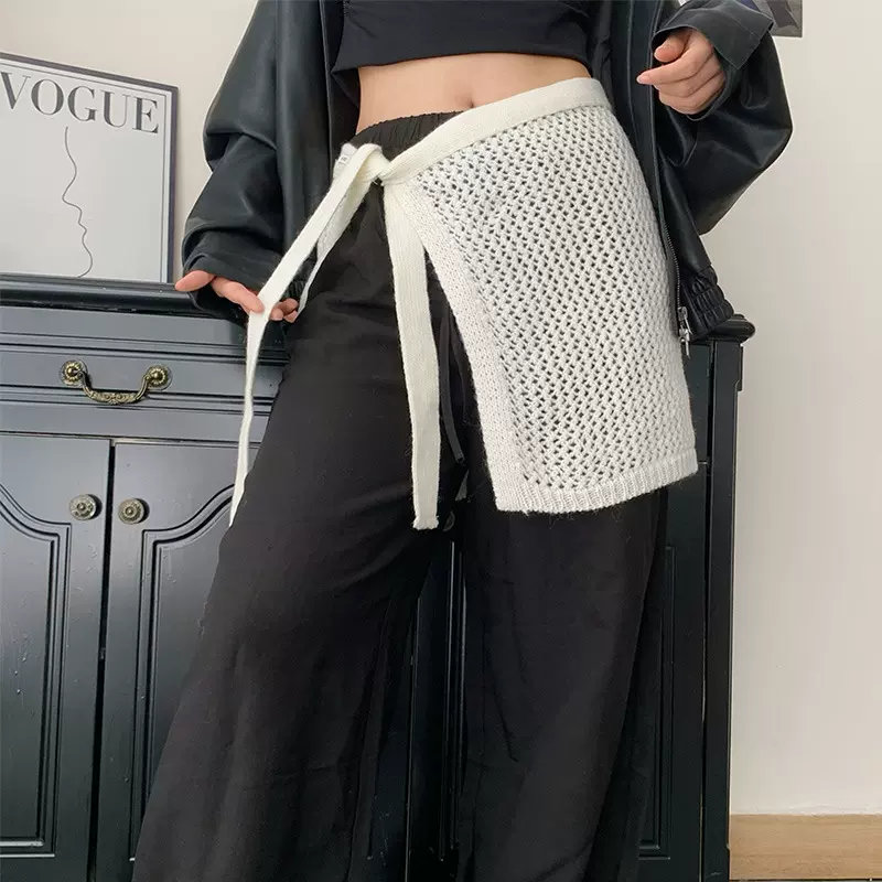 镂空针织屁帘女2025新款含羊毛设计感时尚韩系百搭半身裙叠穿批发