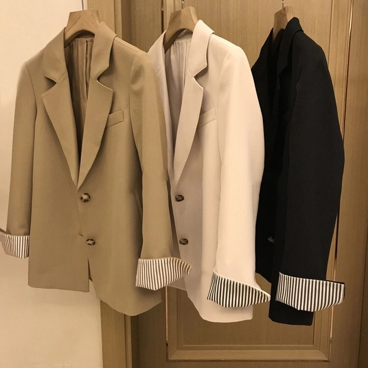 ng2510292 Lässiger Blazer 2021 Neuer koreanischer Stil Frühling und Herbst Lockerer Schnitt Damen Khaki Kleiner Anzug Schwarz Zhao Zhi Zheng_voghion.com