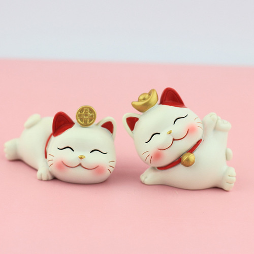 Lucky Cat cartoon cute resin craft office desk ornament cake baking decoration creative home decoration