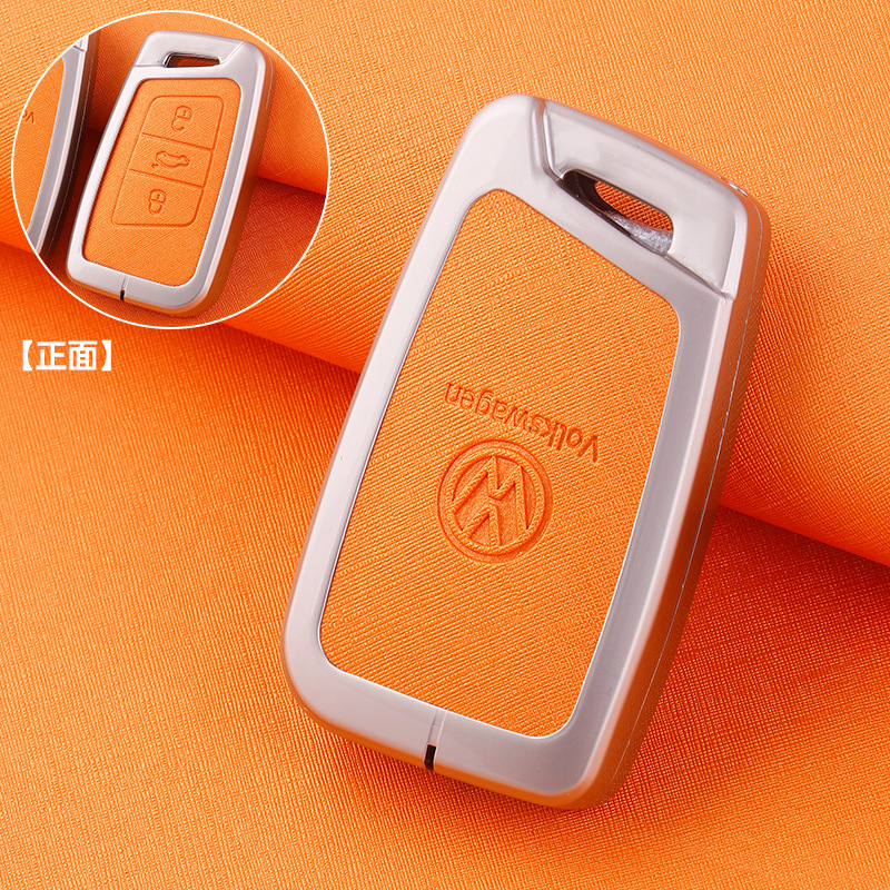 ZH 폭스바겐 C 모델 [펄 크롬-오렌지 가죽] 싱글 메탈 케이스