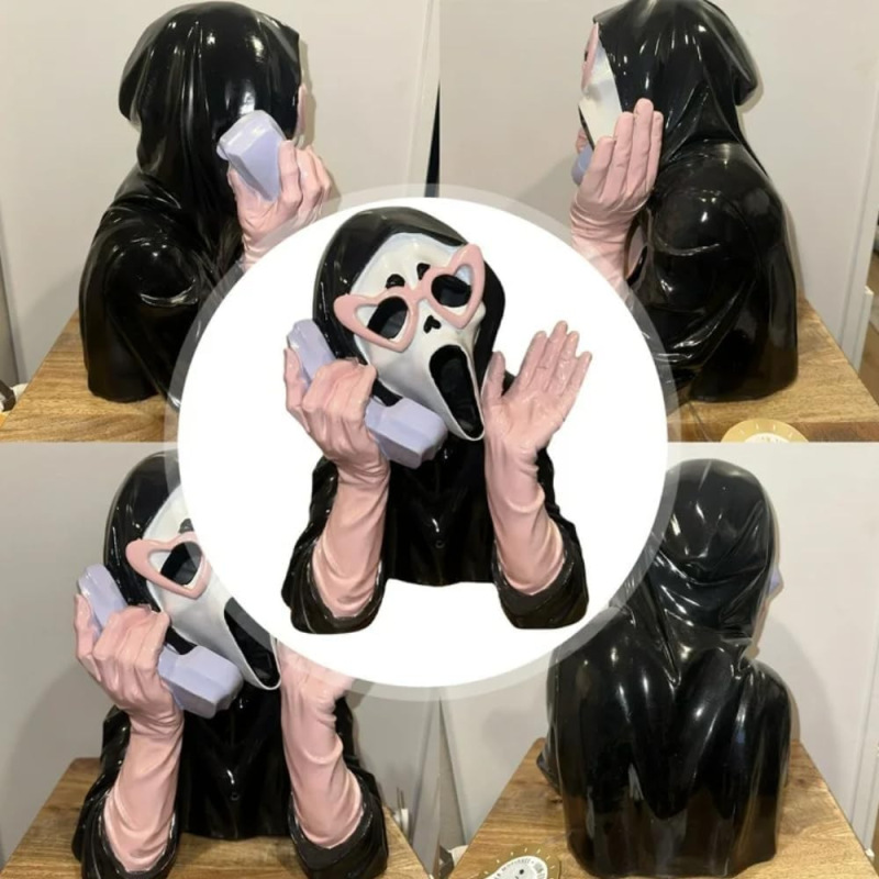 Halloween Ghoulish girl Scream Ghost on Phone pink|undefined