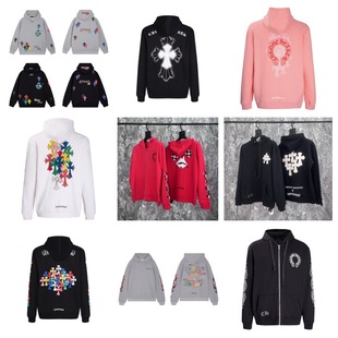 Foreign trade trendy brand Chrome Heart gram Luo pure cotton terry loose casual hooded sweater in stock wholesale