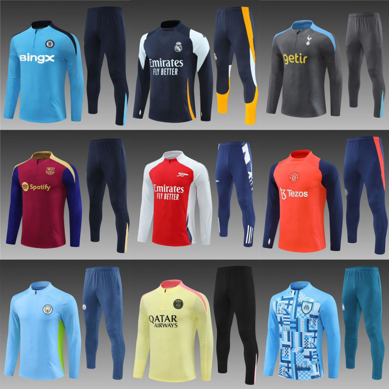 Player Fan Long-Sleeved Training Suit Real Madrid Adult Suit Barcelona Arsenal Half-Sweatshirt Paris Manchester City Juventus