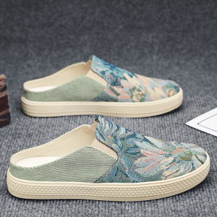 2025 Colorful Knitted Half-Slip Casual Shoes Summer Outdoor Fashion Versatile Closed-Toe Slippers Daily Simple Lightweight Slippers